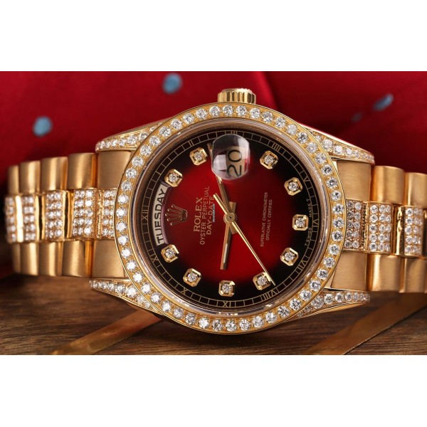 Rolex Presidential Day Date Red Vignette Dial Diam...