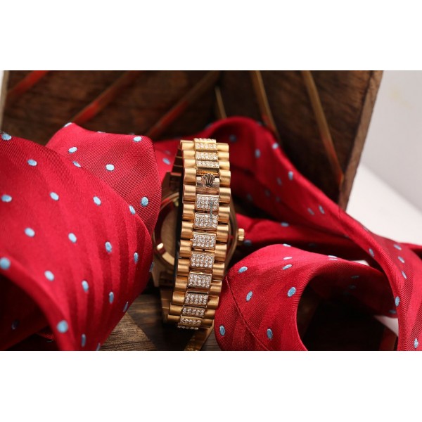 Rolex Presidential Day Date Red Vignette Dial Diamond Watch 18038