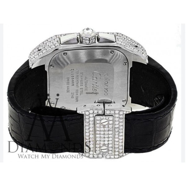 Cartier Santos 100 Xl Chronograph 17ct Natural Diamonds